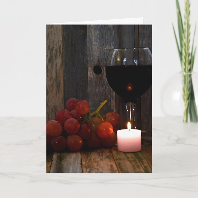 red grapes with wine glass card (Front)