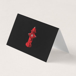 Red Graphic Fire Hydrant Firefighter Work Gifts Business Card