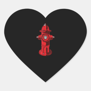 Red Graphic Fire Hydrant Firefighter Work Gifts Heart Sticker