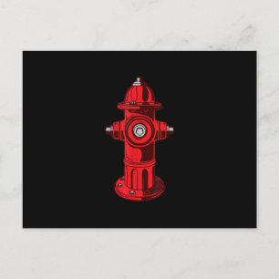 Red Graphic Fire Hydrant Firefighter Work Gifts Holiday Postcard