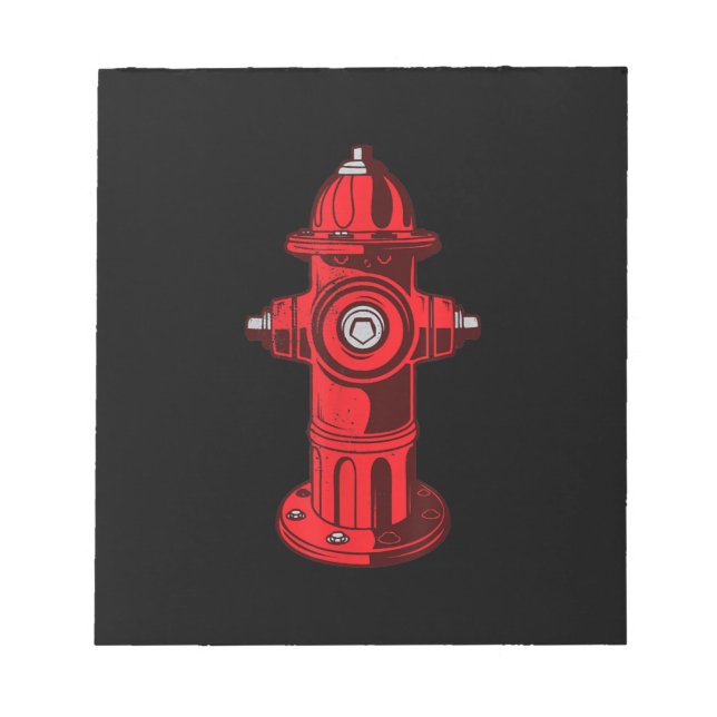 Red Graphic Fire Hydrant Firefighter Work Gifts Notepad (Front)