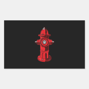Red Graphic Fire Hydrant Firefighter Work Gifts Rectangular Sticker