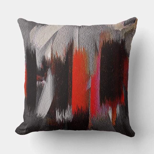 Red Gray Abstract Cushion (Front)