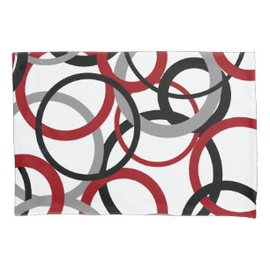 Red, Gray and Black Circles    Pillowcase