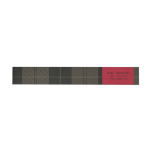 Red Gray Black Tartan Christmas Custom Address Wraparound Address Label