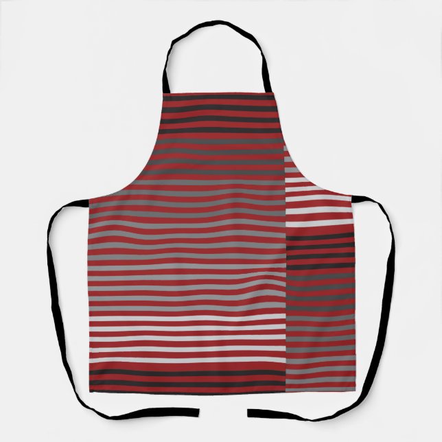 Red, Gray, Black, White Stripes Apron (Front)