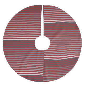 Red, Gray, Black, White Stripes Brushed Polyester Tree Skirt