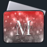 Red & Gray Bokeh Modern Monogram Sparkle Laptop Sleeve<br><div class="desc">This laptop sleeve has a background of red and gray bokeh sparkle. Simple and contemporary. Complete it with a personalized monogram and name. Created by Simply Farmhouse Press.</div>