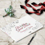 Red & Gray Frilly Filigree Elegant Wedding Guest Book<br><div class="desc">This elegant guest book will serve as a special memento of your wedding day. It features frilly and ornate faux foil silver filigree with red & gray chic script lettering.</div>