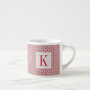 RED GRAY KNIT Espresso Cup + Initial