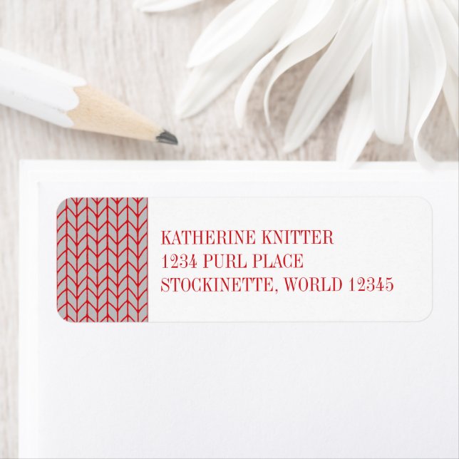 RED GRAY KNIT Return Address Labels  (Insitu)