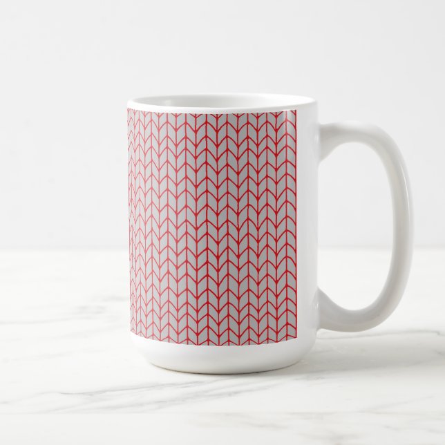 RED GRAY KNIT Tall White Mug  (Right)