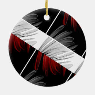 Red Gray Petal Design Acrylic Wall Clock Ceramic Tree Decoration