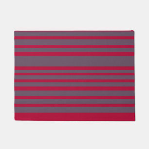 Red, Gray  Stripes Door Mat
