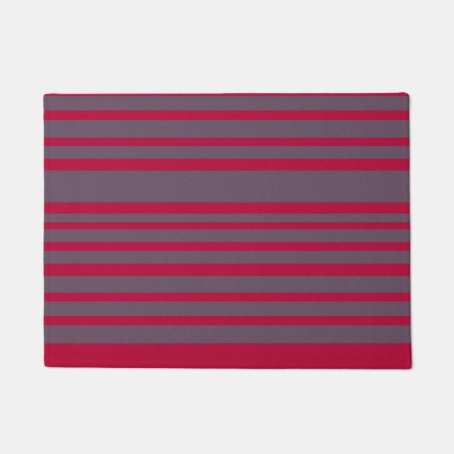 Red, Gray  Stripes Door Mat (Front)