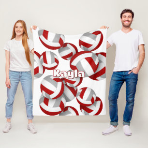 red gray volleyballs girls sports room decor fleece blanket