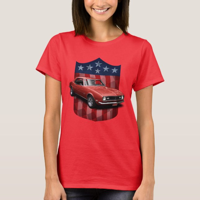Red great American Shield Camaro Ladies T T-Shirt (Front)