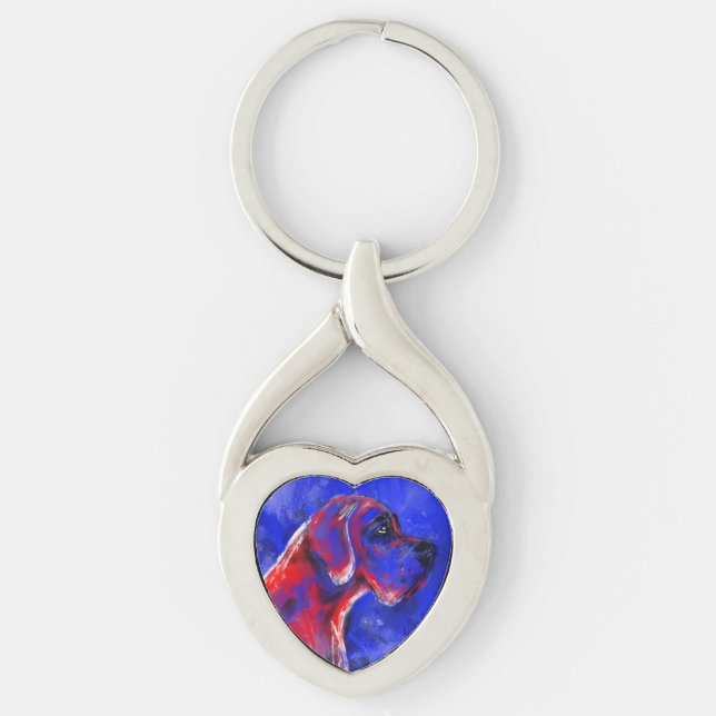 Red Great Dane Key Ring (Front)
