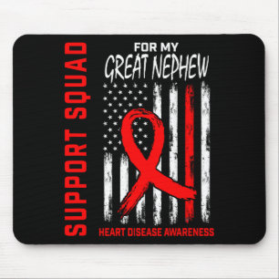 Red Great Nephew Heart Disease Awareness Flag Back Mouse Pad