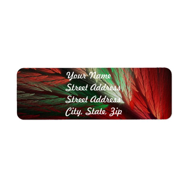 Red & Gree Abstract Fractal Return Address Sticker (Front)