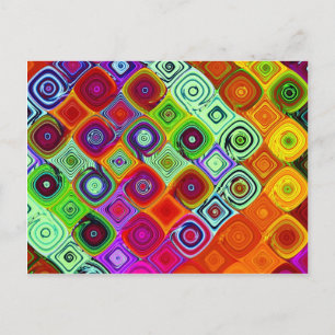 Red Green Abstract Mosaic Postcard