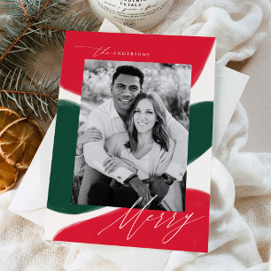 Red & Green Abstract Shapes Holiday Photo Card