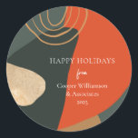 Red Green Abstract Unique Business Christmas Classic Round Sticker<br><div class="desc">Add a bold, creative touch to your business holiday branding with this classic round sticker featuring a red and green modern abstract art design. Perfect for those who love unique, eye-catching styles, this sticker makes a memorable impression. Whether for packaging, promotions, or personal projects, it’s a stylish way to showcase...</div>