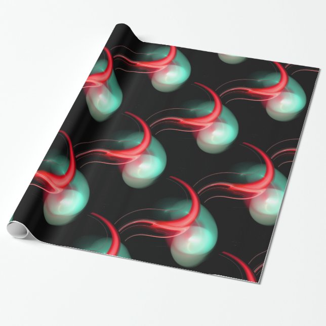 RED GREEN ALIEN PEARLS IN BLACK WRAPPING PAPER (Unrolled)