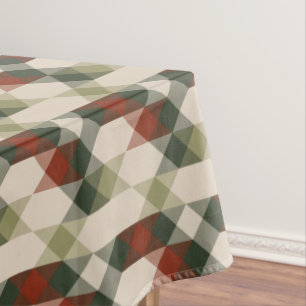 red green and beige geometric tablecloth