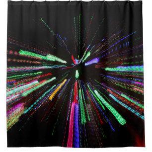 Red, green, and blue abstract painting shower curtain