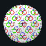 Red, Green and Blue Gears Dartboard<br><div class="desc">Red,  green and blue gear pattern. Original,  decorative design.</div>