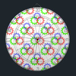 Red, Green and Blue Gears Dartboard<br><div class="desc">Red,  green and blue gear pattern. Original,  decorative design.</div>