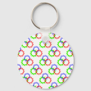 Red, Green and Blue Gears Key Ring
