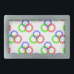 Red, Green and Blue Gears Rectangular Belt Buckle<br><div class="desc">Red,  green and blue gear pattern. Original,  decorative design.</div>