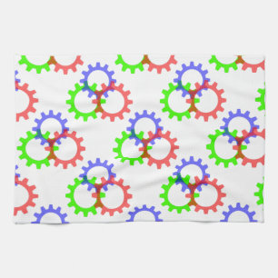Red, Green and Blue Gears Tea Towel