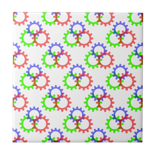 Red, Green and Blue Gears Tile (Front)