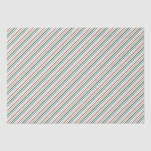 Red, Green and Blue Stripes Christmas Pattern Tissue Paper