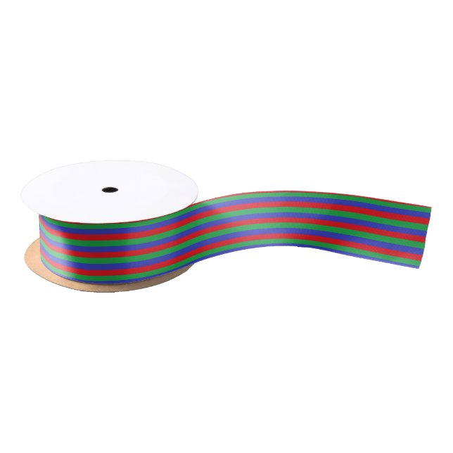 Red, Green and Blue Stripes Satin Ribbon (Spool)