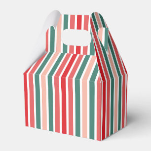 Red Green and Blush Striped  Favour Box