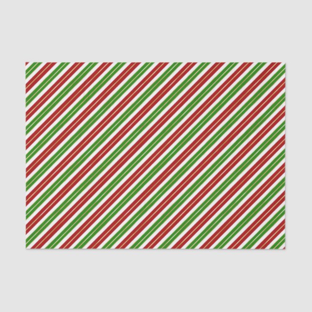 Red, Green and Gold Christmas Stripes Tissue Paper (Front)