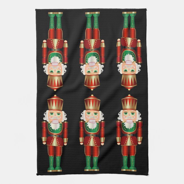 Red Green and Gold Nutcrackers Kitchen Towel (Vertical)