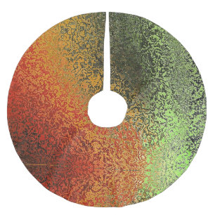 Red Green And Gold Pattern Brushed Polyester Tree Skirt