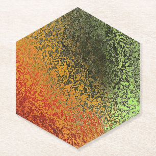 Red Green And Gold Pattern Paper Coaster