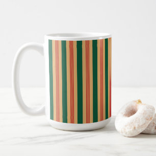 Red, Green and Gold Striped Mug - Large