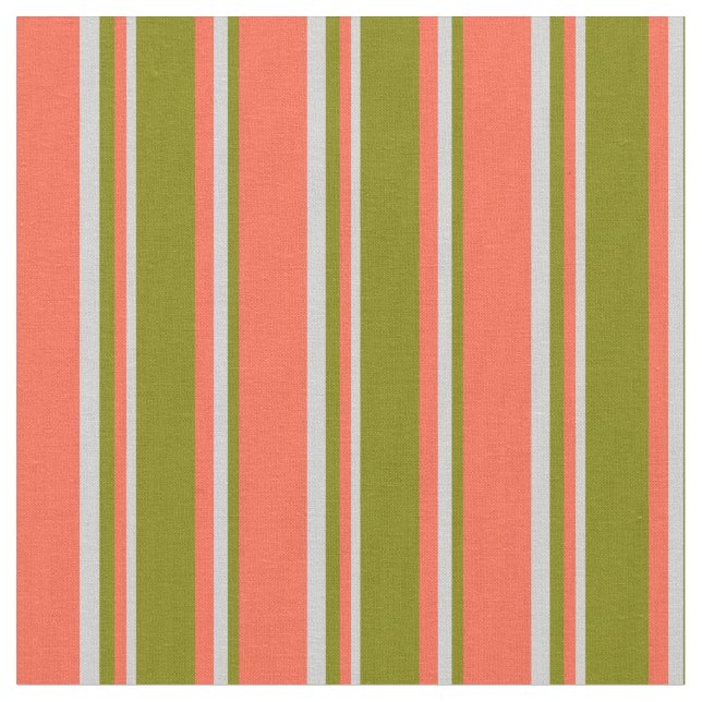 Red, Green, and Light Grey Striped/Lined Pattern Fabric (Close Up)