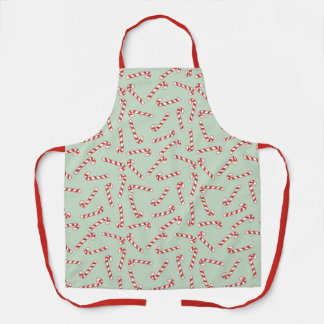 Red, Green and White Candy Cane Christmas Pattern  Apron