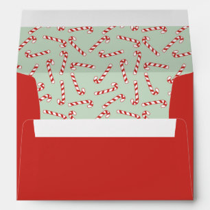 Red, Green and White Candy Cane Christmas Pattern Envelope
