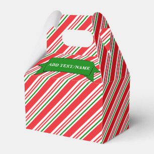 Red Green and White Candy Cane Pattern Custom Favour Box