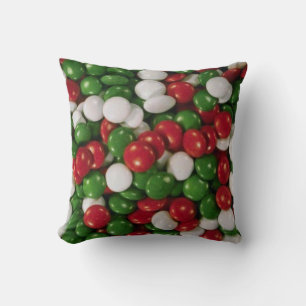 Red Green and White Christmas Candy Cushion