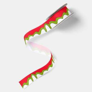 Red Green and White Christmas Satin Ribbon